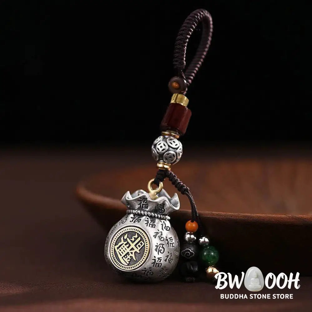 Buddha Stones Fu Character Money Bag Making Money Every Day Fortune Key Chain - Key Chain