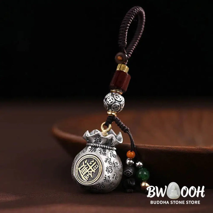 Buddha Stones Fu Character Money Bag Making Money Every Day Fortune Key Chain - Key Chain