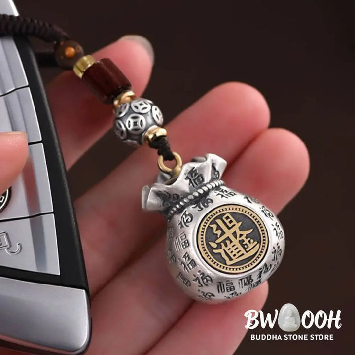 Buddha Stones Fu Character Money Bag Making Money Every Day Fortune Key Chain - Key Chain