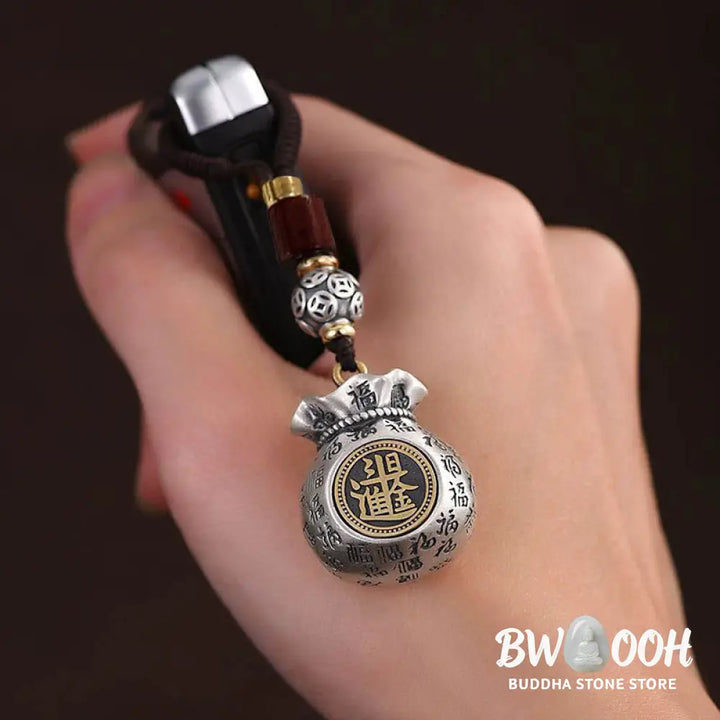 Buddha Stones Fu Character Money Bag Making Money Every Day Fortune Key Chain - Key Chain