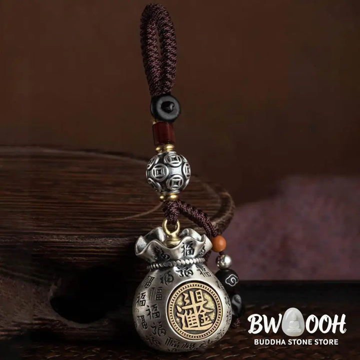 Buddha Stones Fu Character Money Bag Making Money Every Day Fortune Key Chain - Key Chain