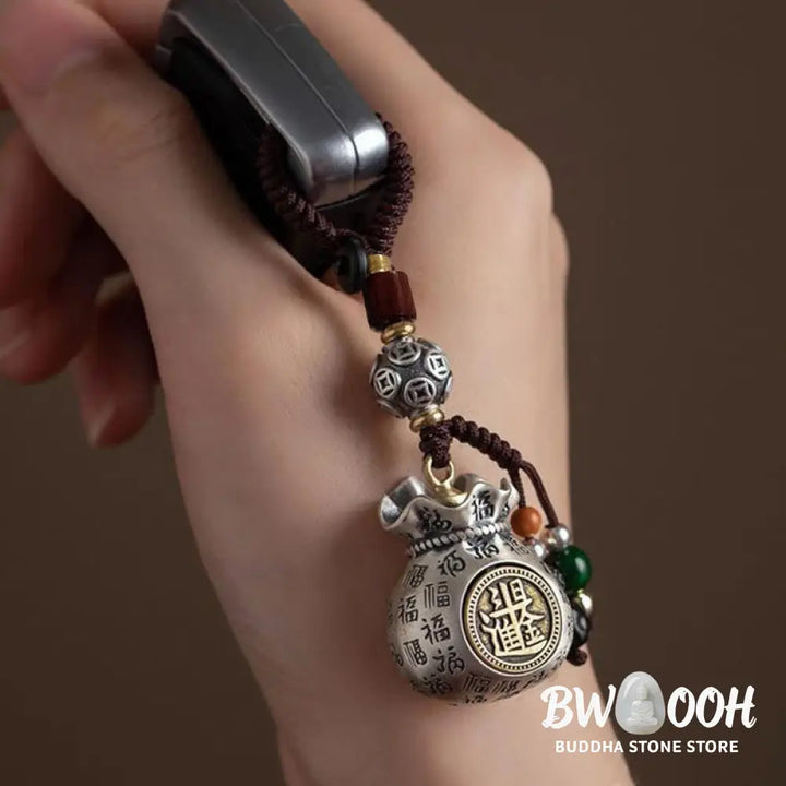 Buddha Stones Fu Character Money Bag Making Money Every Day Fortune Key Chain - Key Chain