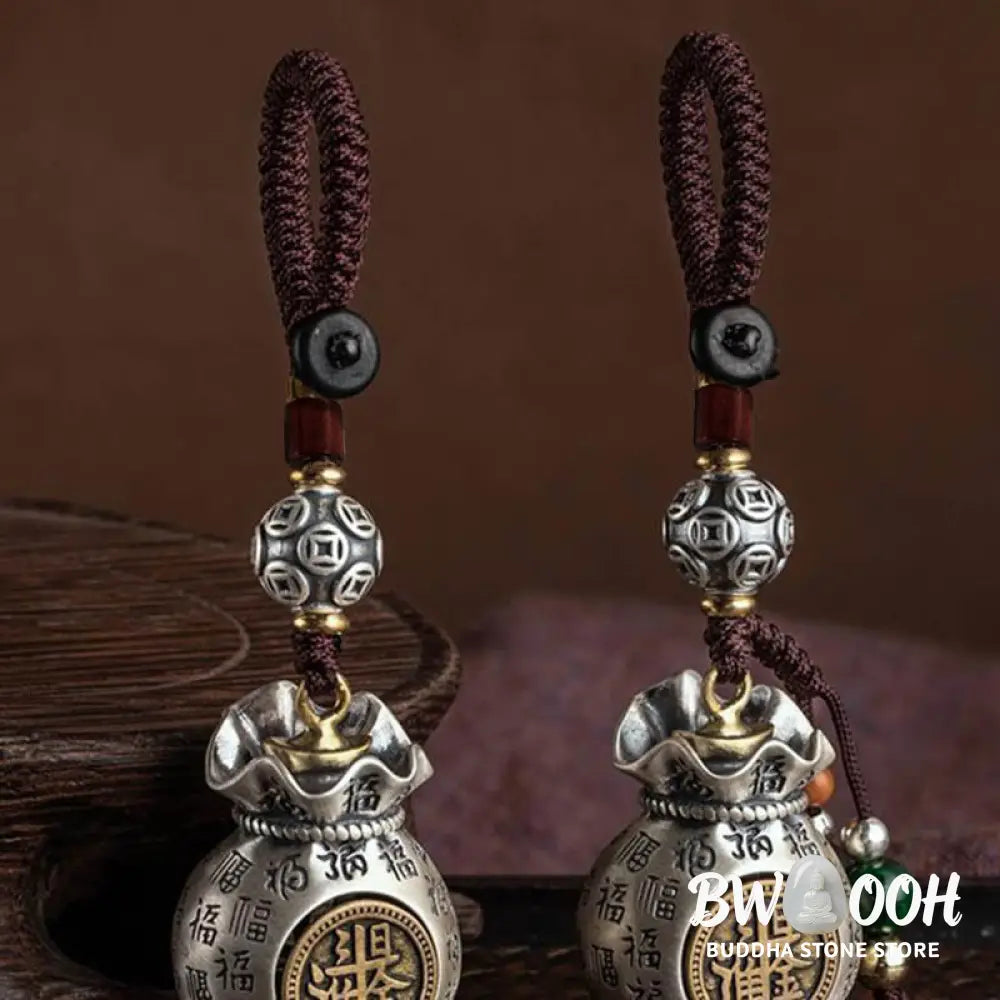 Buddha Stones Fu Character Money Bag Making Money Every Day Fortune Key Chain - Key Chain