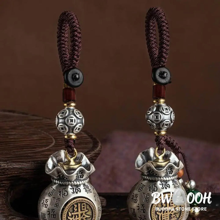 Buddha Stones Fu Character Money Bag Making Money Every Day Fortune Key Chain - Key Chain