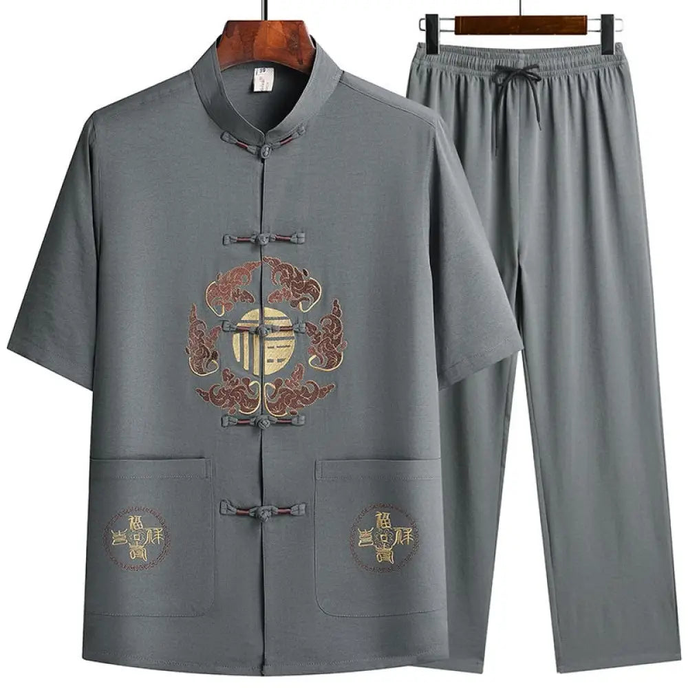 BWOOOH printed wide-leg yoga pants - Fu Character Tang Suit Hanfu Traditional