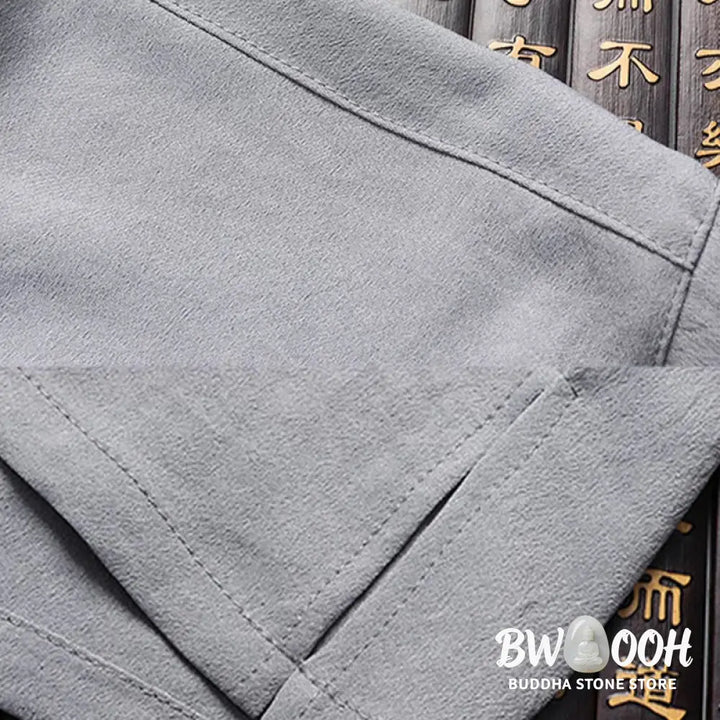 Buddha Stones Fu Character Tang Suit Hanfu Traditional Uniform Short Sleeve Top Pants Clothing Men’s Set - Men’s