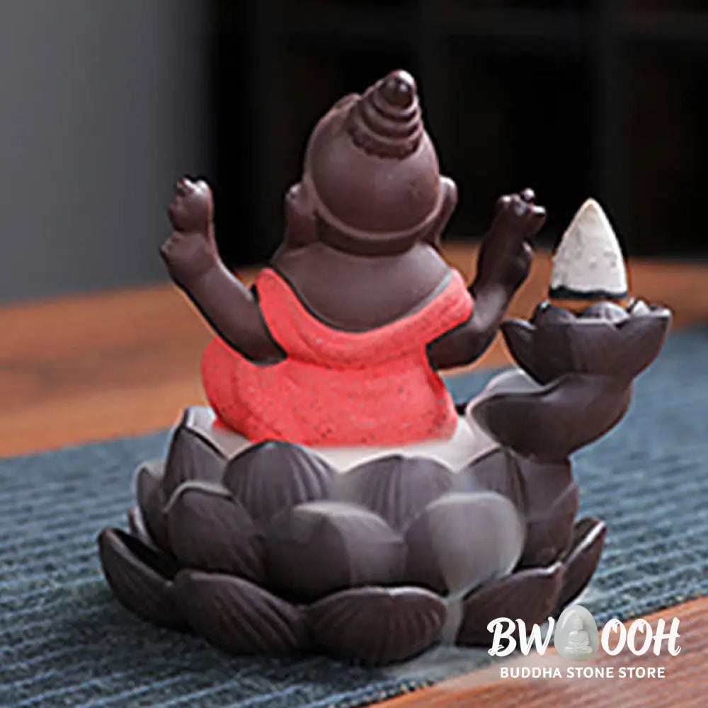 BWOOOH Ganesh Elephant Purple Clay Backflow Smoke Fountain Protection Incense Burner - Gold - Incense Burner