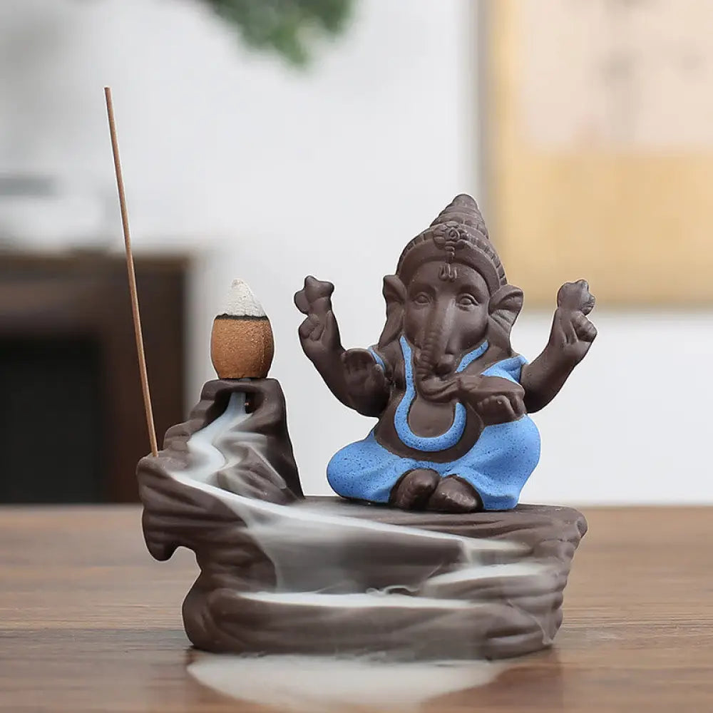 BWOOOH handcrafted backflow incense burner - Ganesh Elephant Purple Clay Backflo