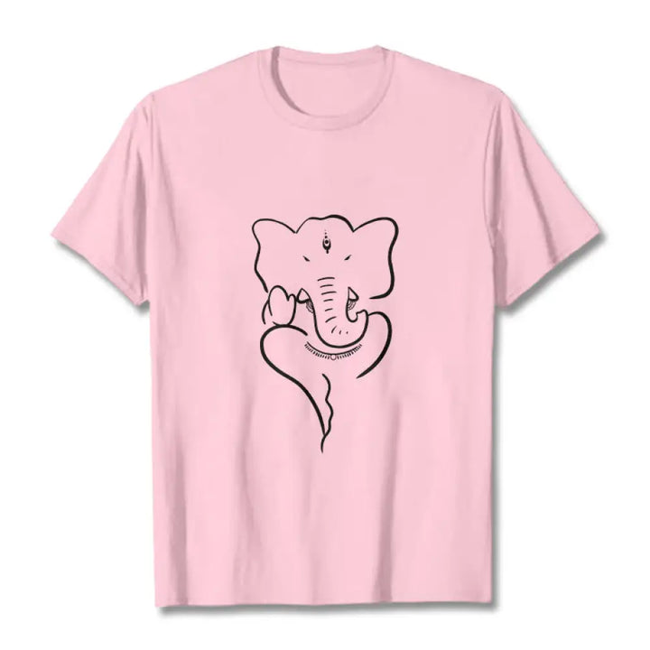 Buddha Stones Ganesh Elephant Sketch Pattern Tee T-shirt - LightPink / S - T-Shirts