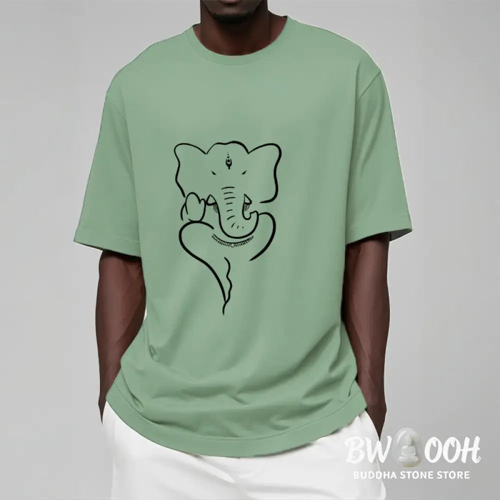 Buddha Stones Ganesh Elephant Sketch Pattern Tee T-shirt - T-Shirts