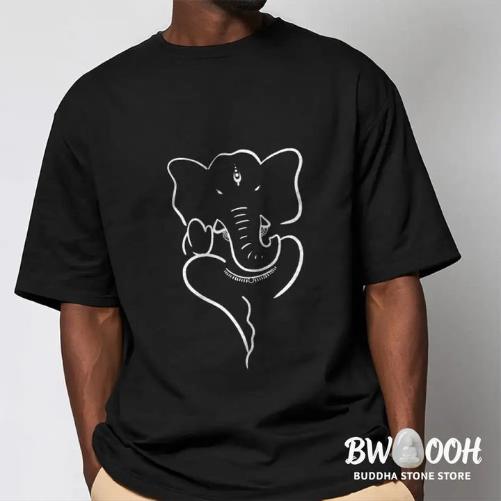 Buddha Stones Ganesh Elephant Sketch Pattern Tee T-shirt - T-Shirts