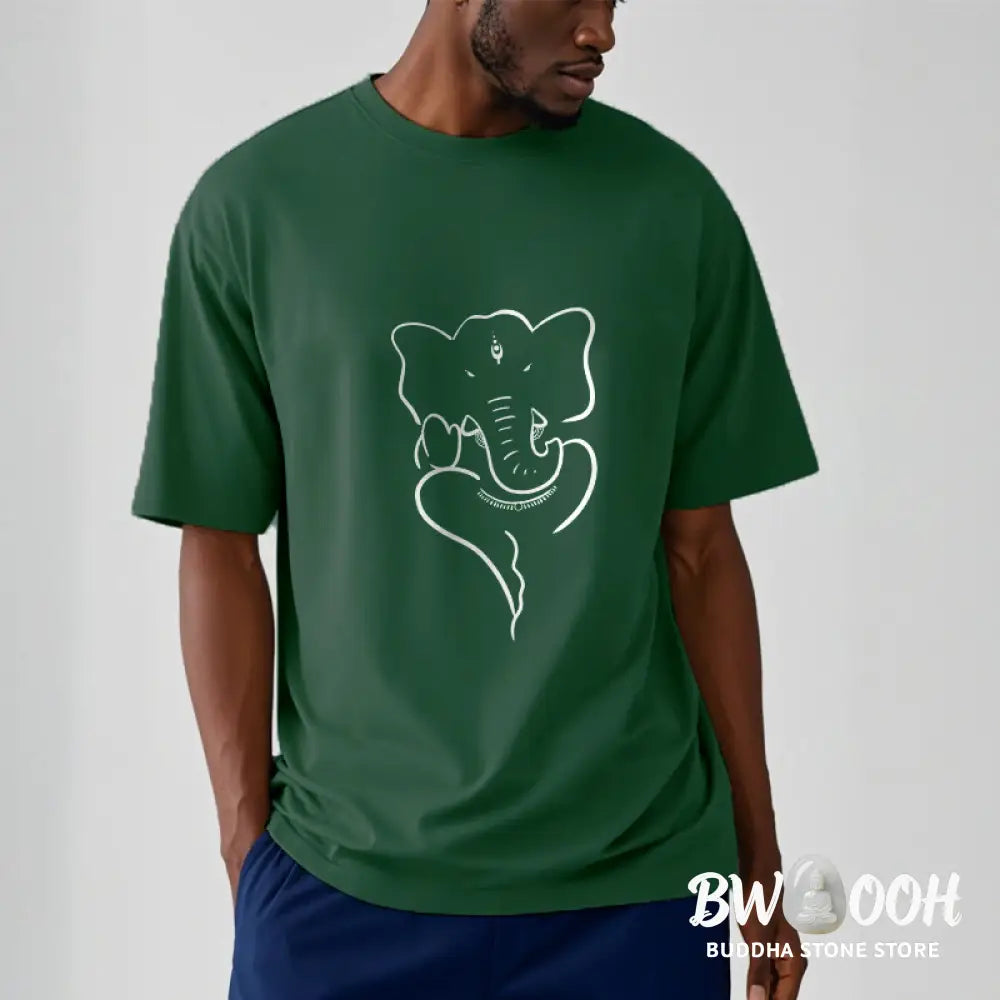 Buddha Stones Ganesh Elephant Sketch Pattern Tee T-shirt - T-Shirts