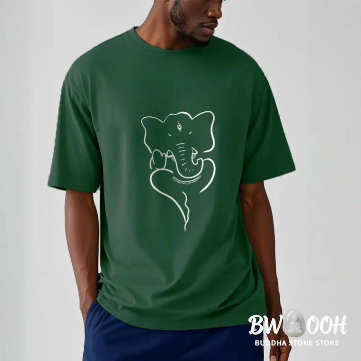Buddha Stones Ganesh Elephant Sketch Pattern Tee T-shirt - T-Shirts