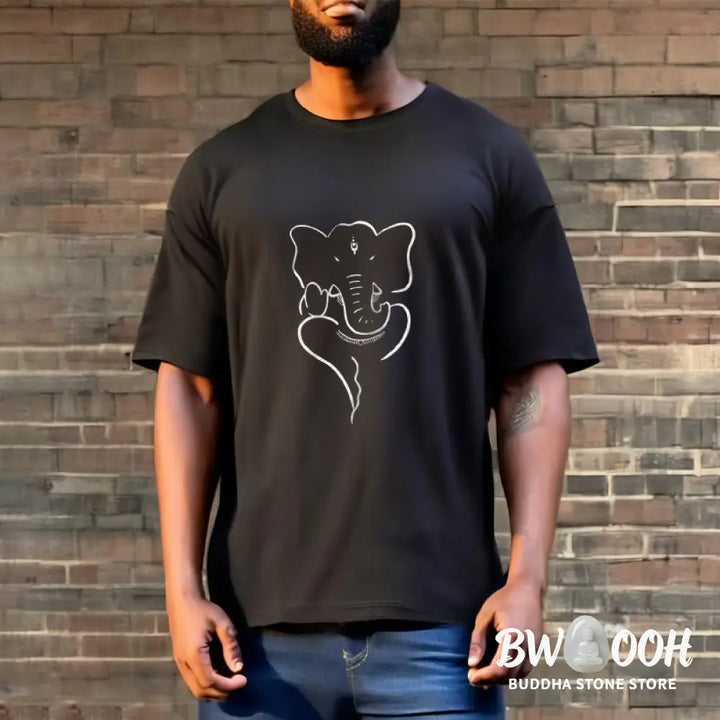 Buddha Stones Ganesh Elephant Sketch Pattern Tee T-shirt - T-Shirts