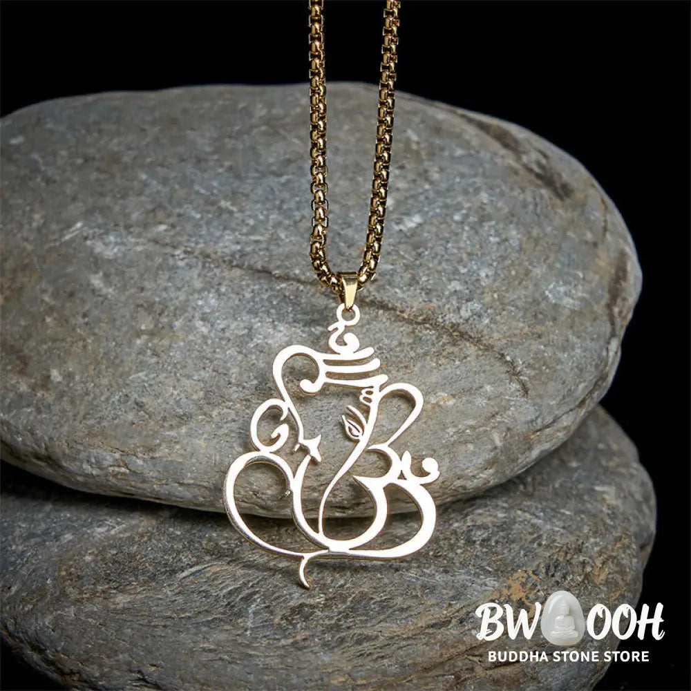 Buddha Stones Ganesh Elephant Stainless Steel Protection Necklace Pendant - BWOOOH - Necklaces &amp; Pendants