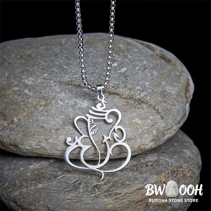 Buddha Stones Ganesh Elephant Stainless Steel Protection Necklace Pendant - BWOOOH - Necklaces &amp; Pendants