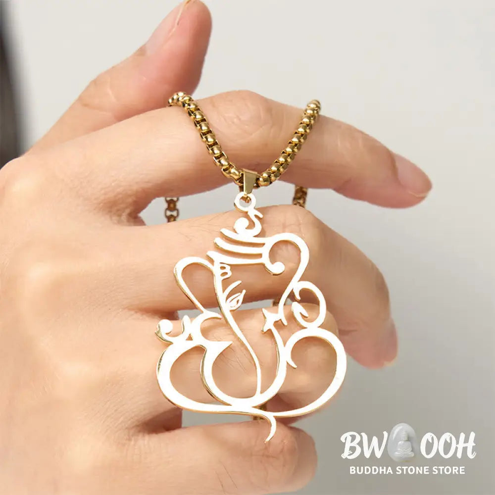 Buddha Stones Ganesh Elephant Stainless Steel Protection Necklace Pendant - BWOOOH - Necklaces &amp; Pendants