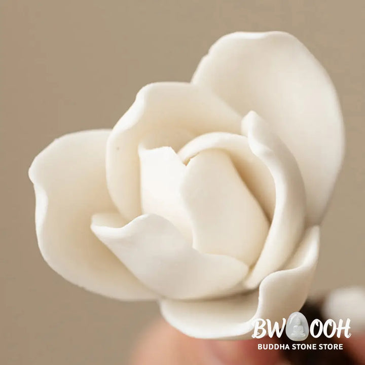 BWOOOH ceramic incense burner - Gardenia Flower Pattern Ceramic Hea