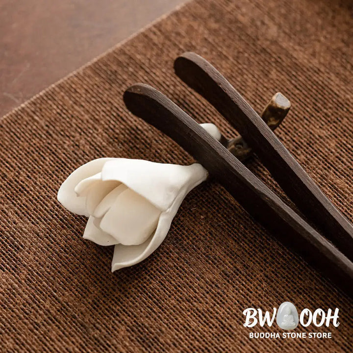 BWOOOH ceramic incense burner - Gardenia Flower Pattern Ceramic Hea