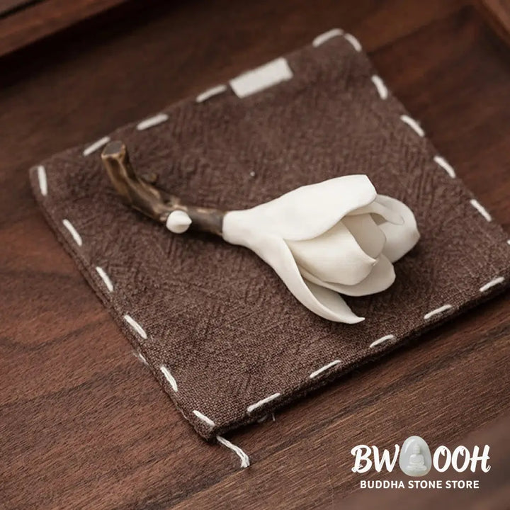 BWOOOH ceramic incense burner - Gardenia Flower Pattern Ceramic Hea