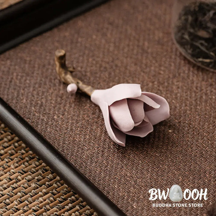 BWOOOH ceramic incense burner - Gardenia Flower Pattern Ceramic Hea