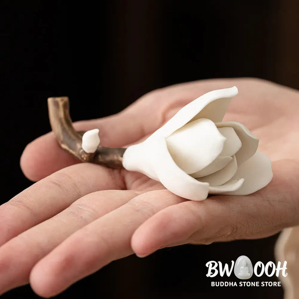 BWOOOH ceramic incense burner - Gardenia Flower Pattern Ceramic Hea