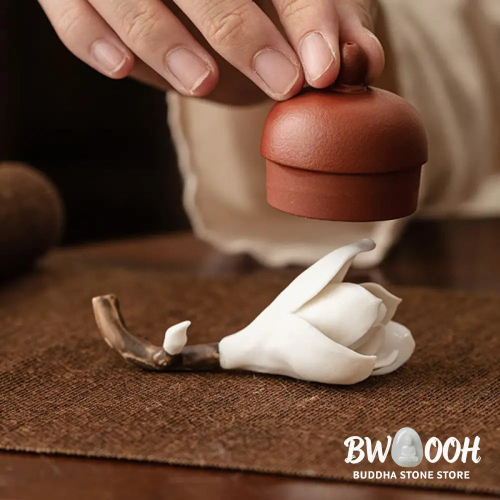 BWOOOH ceramic incense burner - Gardenia Flower Pattern Ceramic Hea