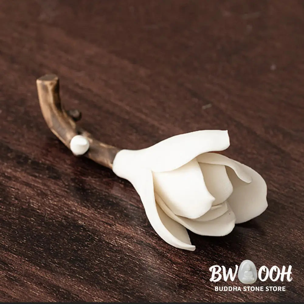 BWOOOH ceramic incense burner - Gardenia Flower Pattern Ceramic Hea