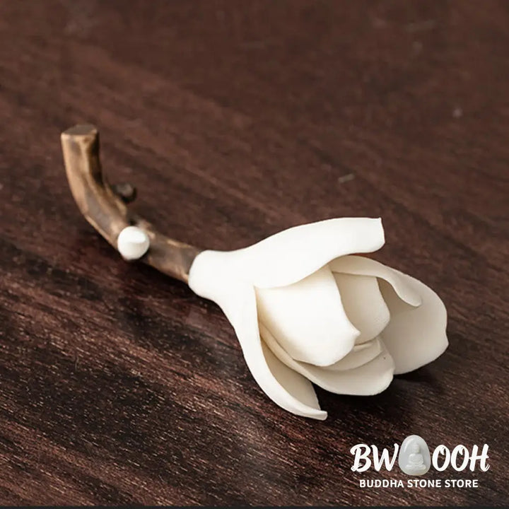 BWOOOH ceramic incense burner - Gardenia Flower Pattern Ceramic Hea