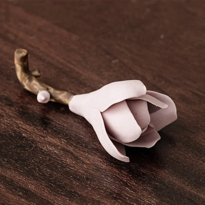 BWOOOH ceramic incense burner - Gardenia Flower Pattern Ceramic Hea