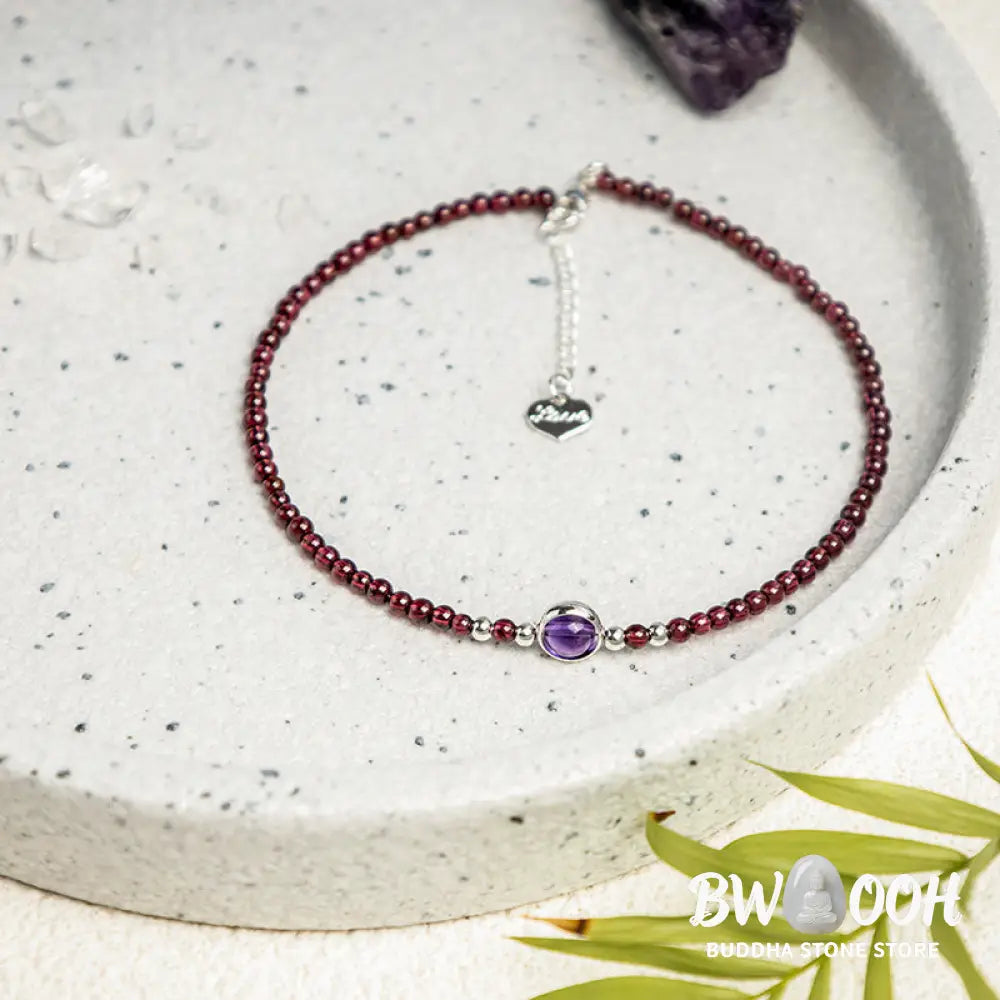 Buddha Stones Garnet Amethyst Purification Calm Anklet - Garnet (Purification ♥ Protection) - Anklet