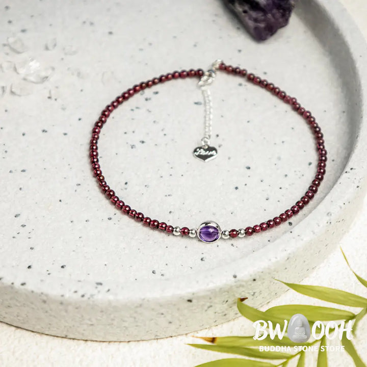 Buddha Stones Garnet Amethyst Purification Calm Anklet - Garnet (Purification ♥ Protection) - Anklet