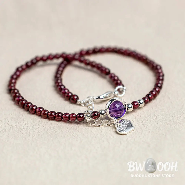 Buddha Stones Garnet Amethyst Purification Calm Anklet - Garnet (Purification ♥ Protection) - Anklet