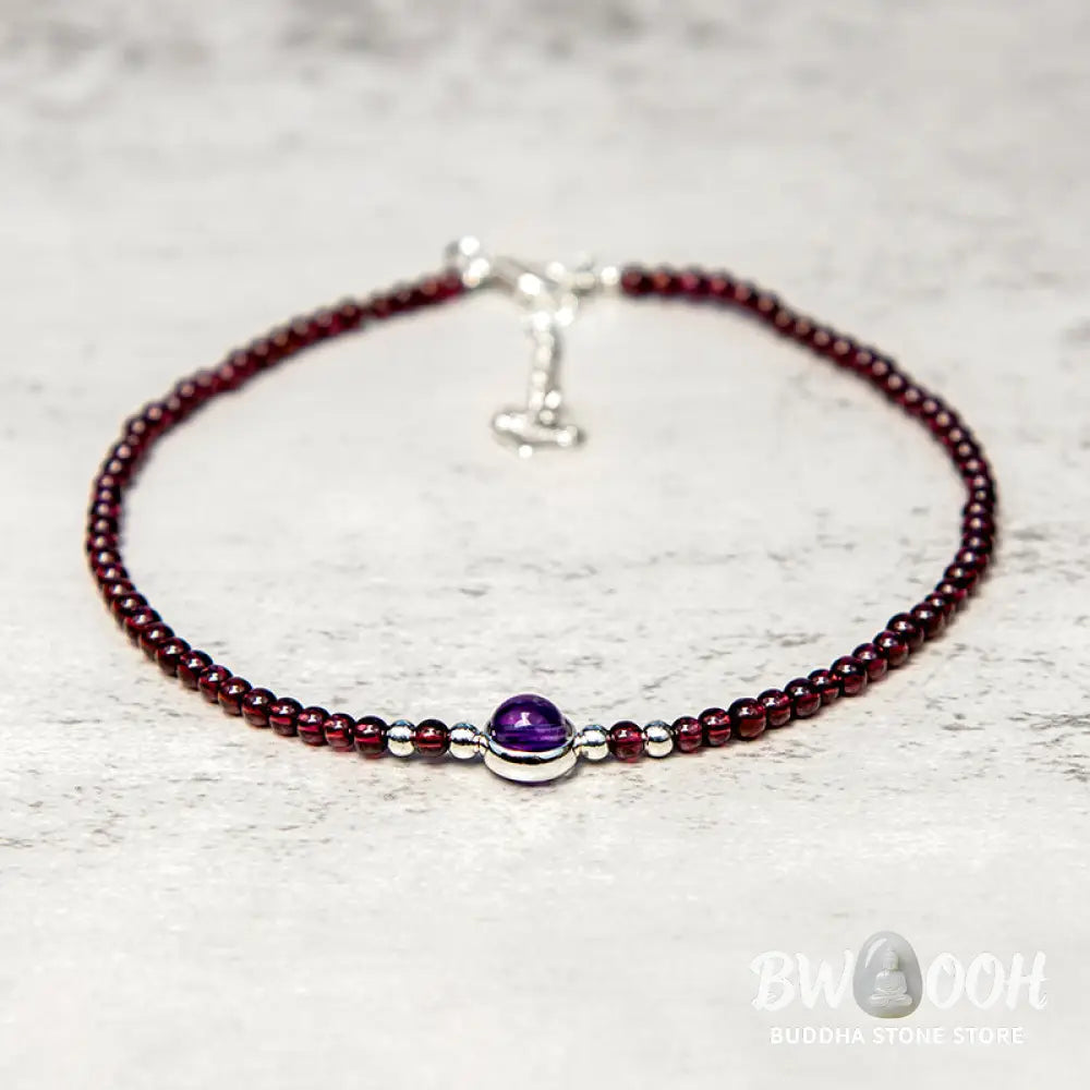 Buddha Stones Garnet Amethyst Purification Calm Anklet - Garnet (Purification ♥ Protection) - Anklet
