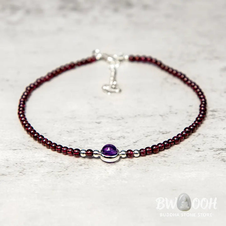 Buddha Stones Garnet Amethyst Purification Calm Anklet - Garnet (Purification ♥ Protection) - Anklet