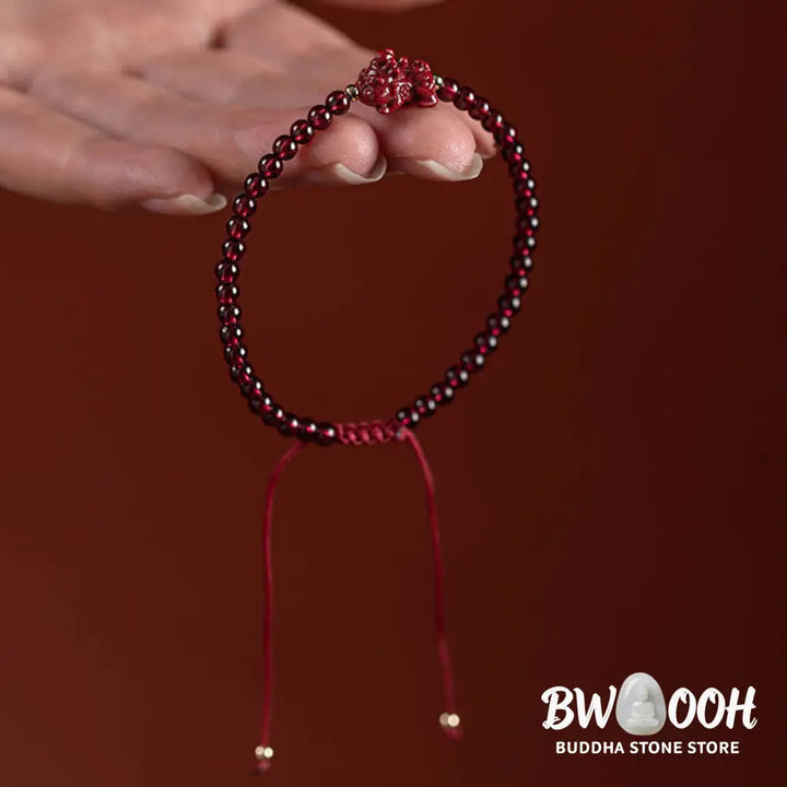 BWOOOH Garnet Cinnabar PiXiu Blessing Calm String Bracelet - Baby Pixiu(Wrist Circumference 14-19cm) - Bracelet
