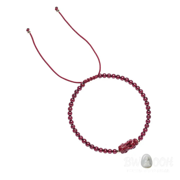 BWOOOH Garnet Cinnabar PiXiu Blessing Calm String Bracelet - Baby Pixiu(Wrist Circumference 14-19cm) - Bracelet