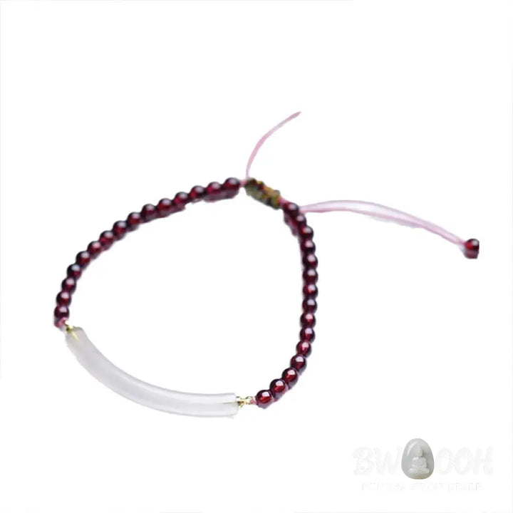 Buddha Stones Garnet Gray Agate Calm Cuff Half Bracelet Bangle - BWOOOH - Garnet Gray Agate(Adjustable) - Bracelet