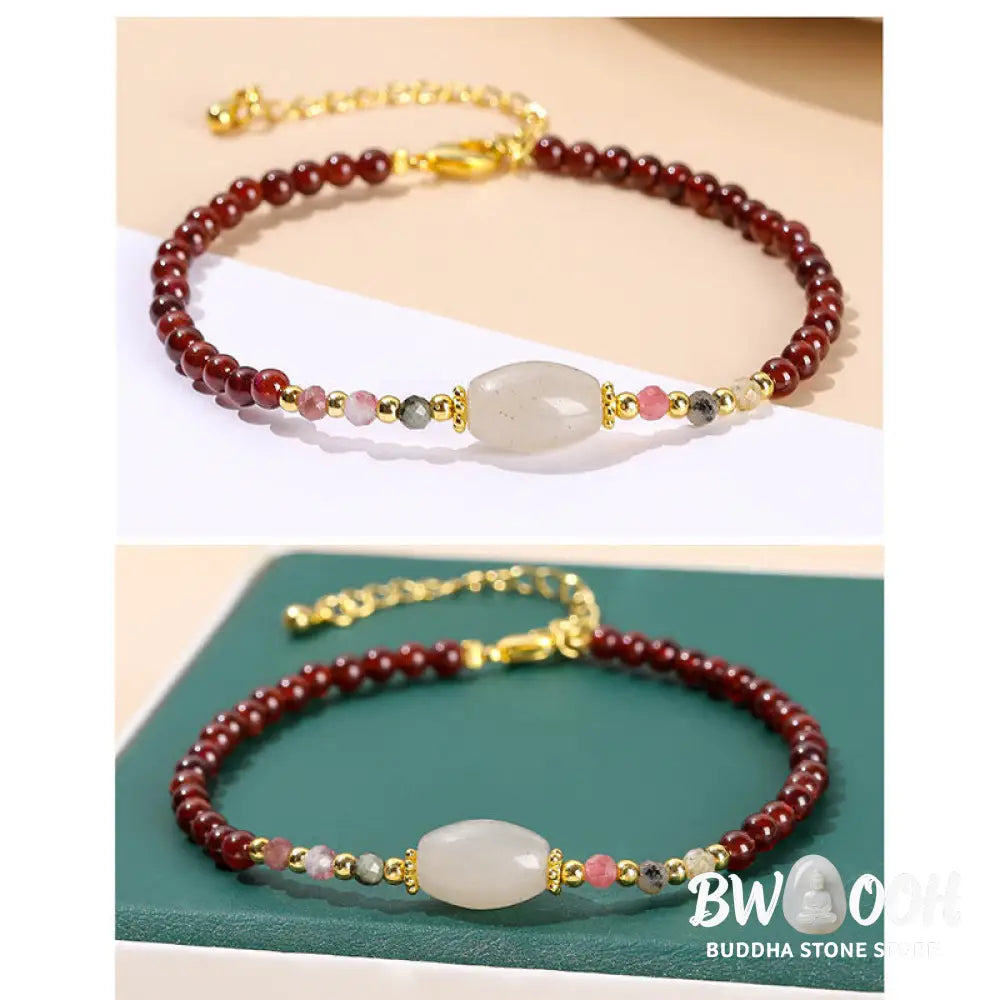 BWOOOH Garnet Jade Tourmaline Bead Passion Bracelet | natural stone spiritual bracelet for healing and mindful living