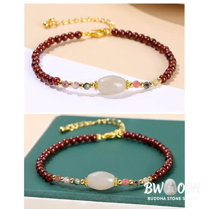 BWOOOH Garnet Jade Tourmaline Bead Passion Bracelet | natural stone spiritual bracelet for healing and mindful living