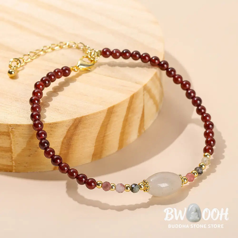 BWOOOH Garnet Jade Tourmaline Bead Passion Bracelet | natural stone spiritual bracelet for healing and mindful living