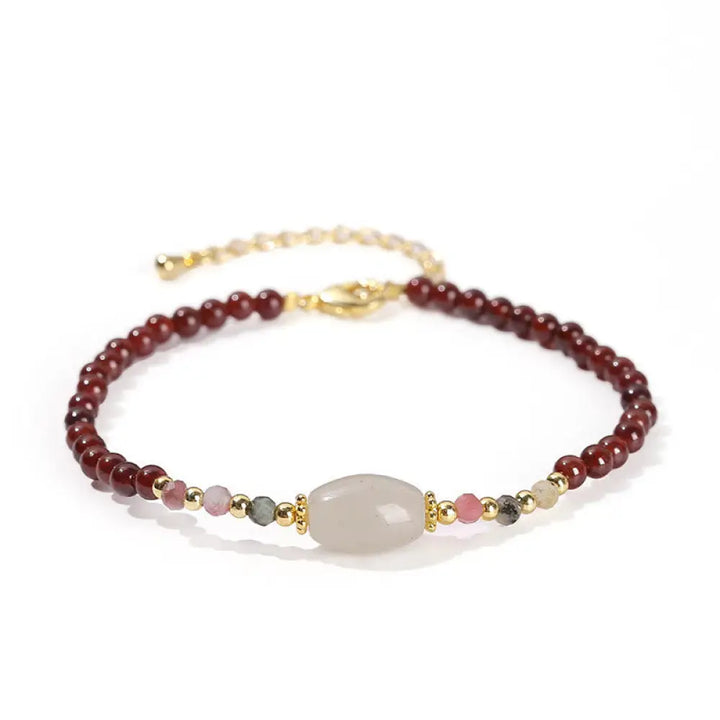 BWOOOH Garnet Jade Tourmaline Bead Passion Bracelet | natural stone spiritual bracelet for healing and mindful living