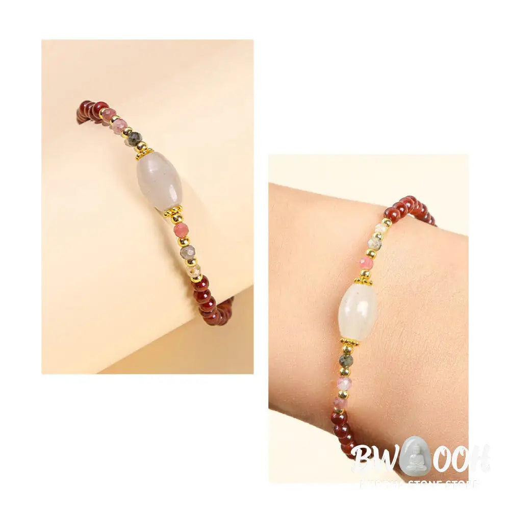 BWOOOH Garnet Jade Tourmaline Bead Passion Bracelet | natural stone spiritual bracelet for healing and mindful living