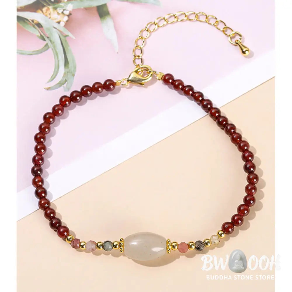 BWOOOH Garnet Jade Tourmaline Bead Passion Bracelet | natural stone spiritual bracelet for healing and mindful living