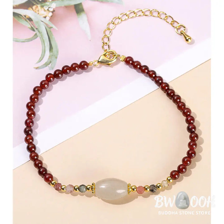 BWOOOH Garnet Jade Tourmaline Bead Passion Bracelet | natural stone spiritual bracelet for healing and mindful living
