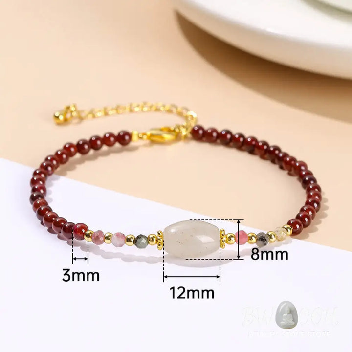 BWOOOH Garnet Jade Tourmaline Bead Passion Bracelet | natural stone spiritual bracelet for healing and mindful living