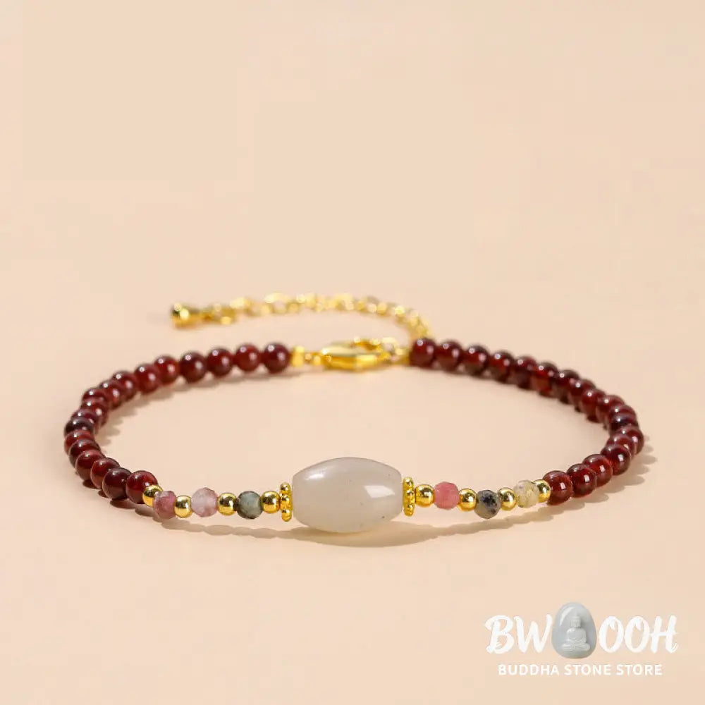 BWOOOH Garnet Jade Tourmaline Bead Passion Bracelet | natural stone spiritual bracelet for healing and mindful living