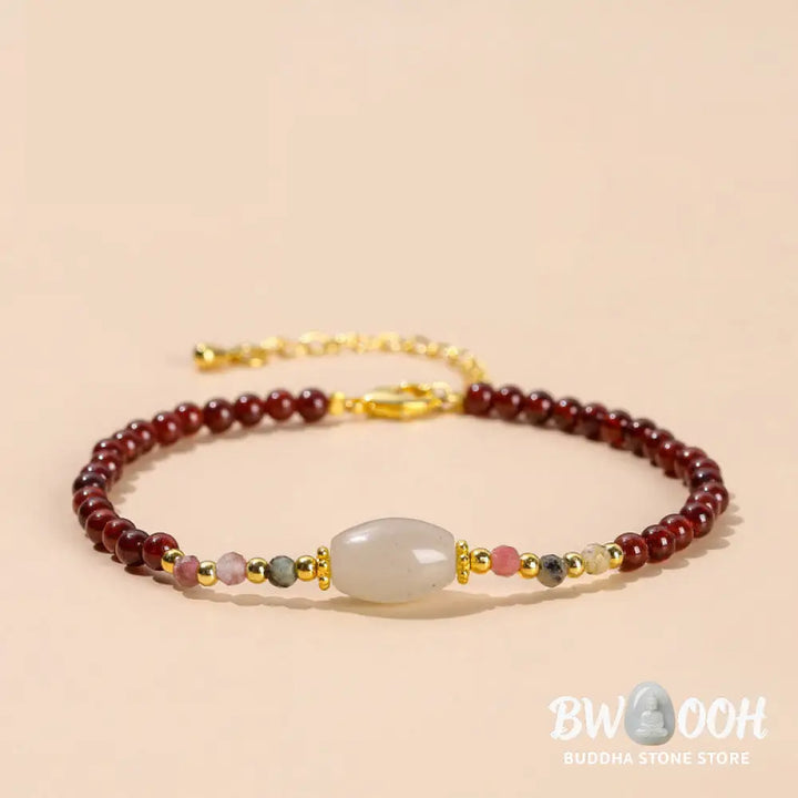 BWOOOH Garnet Jade Tourmaline Bead Passion Bracelet | natural stone spiritual bracelet for healing and mindful living