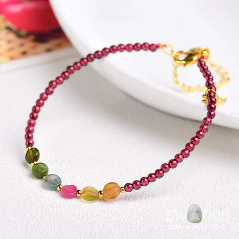 BWOOOH Garnet Tourmaline Butterfly Protection Bracelet Anklet - Garnet&Tourmaline Bracelet - Bracelet Anklet
