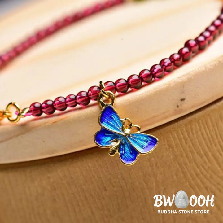 BWOOOH Garnet Tourmaline Butterfly Protection Bracelet Anklet - Garnet&amp;Tourmaline Bracelet - Bracelet Anklet